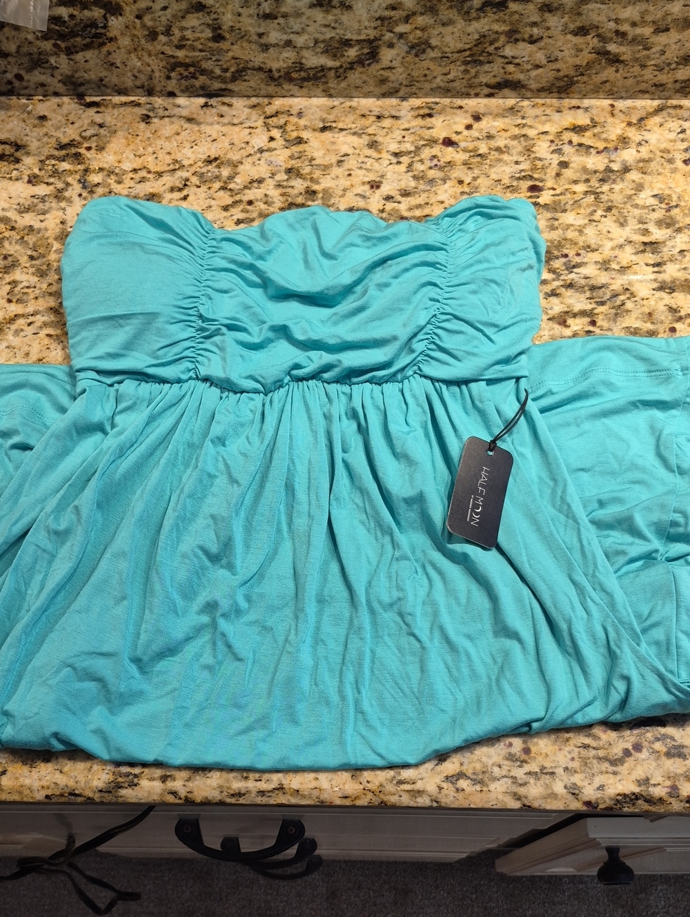 Strapless Turquoise Bandeau Dress with Tag